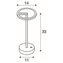 SLV LED Akku-Tischleuchte VINOLINA ONE, IP54, � 14cm Ringform, 2.5W 2700K 125lm, Touch-Dimmer + Ladestation, rost