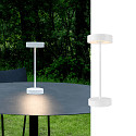 SLV LED Akku-Tischleuchte VINOLINA 2-CCT, IP54, � 12cm, zylindrisch, 2.2W 2700/3000K 130lm, Touch-Dimmer + Ladestation, wei�
