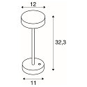 LED Akku-Tischleuchte VINOLINA 2-CCT, IP54, � 12cm, zylindrisch, 2.2W 2700/3000K 130lm, Touch-Dimmer + Ladestation