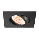 SLV LED Deckeneinbauleuchte NEW TRIA� 68, quadratisch, 11W, 1800-3000K, CRI 90, IP20, dimmbar, 60�, schwarz