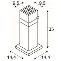SLV Outdoor LED Sockelleuchte S-CUBE 35, IP65 IK04, 15W 2700/3000K (CCT Swich) 1000/1200lm 80�, dimmbar, neigbar, anthrazit