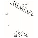 SLV LED Stehleuchte WORKLIGHT PRO, 150W, 4000K, 20000lm, IP20, dimmbar, grau