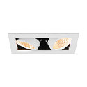 SLV LED Deckeneinbauleuchte KADUX DOUBLE, 38�, 3000K, 1550lm, IP20, quadratisch, dimmbar, wei�/schwarz
