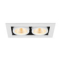 SLV LED Deckeneinbauleuchte KADUX DOUBLE, 38�, 3000K, 1550lm, IP20, quadratisch, dimmbar, wei�/schwarz