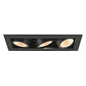 SLV LED Deckeneinbauleuchte KADUX TRIPLE, 38�, 3000K, 2350lm, IP20, quadratisch, dimmbar, schwarz