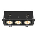 SLV LED Deckeneinbauleuchte KADUX TRIPLE, 38�, 3000K, 2350lm, IP20, quadratisch, dimmbar, schwarz