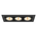 SLV LED Deckeneinbauleuchte KADUX TRIPLE, 38�, 3000K, 2350lm, IP20, quadratisch, dimmbar, schwarz