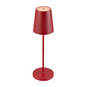 SLV LED Akku-Tischleuchte VINOLINA TWO, IP65, � 11cm, konisch, 2W 2200-3000K (CCT Switch) 190m, Touch-Dimmer + Ladestation, rot