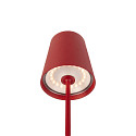 SLV LED Akku-Tischleuchte VINOLINA TWO, IP65, � 11cm, konisch, 2W 2200-3000K (CCT Switch) 190m, Touch-Dimmer + Ladestation, rot