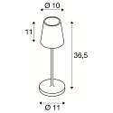 SLV LED Akku-Tischleuchte VINOLINA TWO, IP65, � 11cm, konisch, 2W 2200-3000K (CCT Switch) 190m, Touch-Dimmer + Ladestation, rot