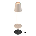 SLV battery table lamp VINOLINA TWO IP65, sand coloured dimmable