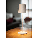 SLV LED Akku-Tischleuchte VINOLINA TWO, IP65, � 11cm, konisch, 2W 2200-3000K (CCT Switch) 190m, Touch-Dimmer + Ladestation, beige