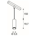 SLV LED Pendelleuchte LALU� MIX&MATCH Base, 48V, 150cm, 8W, 3000K, 700lm, IP20, dimmbar, schwarz