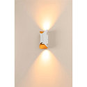 Outdoor LED Wandstrahler MODELA UP/DOWN, IP65 IK07, 7.5W 2700K 810lm 2x60�, dimmbar, wei� matt / gold