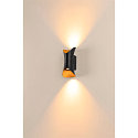 SLV Outdoor LED Wandstrahler MODELA UP/DOWN, IP65 IK07, 7.5W 2700K 810lm 2x60�, dimmbar, schwarz matt / gold