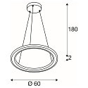 SLV pendant luminaire ONE FLAT PD SINGLE PHASE CCT Switch, ring shape IP20, black matt dimmable
