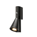 SLV outdoor wall luminaire T-TUBE SINGLE with sensor GU10 IP44, black, lacquered dimmable