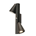 SLV outdoor wall luminaire T-TUBE DOUBLE with sensor GU10 IP44, black, lacquered dimmable