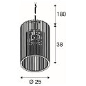 SLV pendant luminaire WUD - CYLINDRIC cylindrical E27 IP20, wood, black dimmable