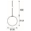 pendant luminaire SUN 30 with open cable, ball shaped E27 IP20