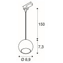 SLV 3-Phasen Pendelleuchte LIGHT EYE� 90, � 8.9cm, GU10 PAR16 / PAR51 max. 6W, Stahl, inkl. Adapter, matt schwarz