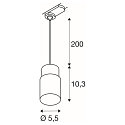 3-phase pendant luminaire PURI 2.0 - TUBE cylindrical GU10 IP20, black dimmable