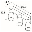 SLV Wand- und Deckenleuchte PURI 2.0 DOME, Long, 3x GU10 max. 6W GU10, grau
