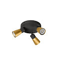 SLV Wand- und Deckenleuchte PURI 2.0 DOME, rund, 3x GU10 max. 6W, schwarz / gold