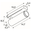 SLV LED 1-Phasen-Strahler GRIP! M PHASE DTW, zylindrisch, 15W 2000-3000K 42�, CRi >90, UGR <19, Dim-to-Warm, schwenkbar