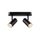 SLV wall and ceiling luminaire NOBLO� DOUBLE PHASE DTW 2 flames, round, Dim-To-Warm IP20, black dimmable