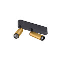 SLV ceiling luminaire GRIP!S DOUBLE suitable for VDU workstation IP20, gold, black, lacquered dimmable
