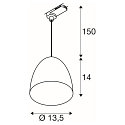 SLV 3-Phasen Pendelleuchte PARA CONE 14, GU10, IP20, dimmbar, aluminium