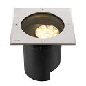 SLV LED Boden-Einbauleuchte DASAR� L ASYM, IP65/IP67 IK10, 19W 3000K 1800lm 70/40�, neigbar, befahrbar, DALI, Edelstahl, eckig