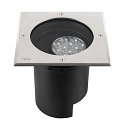 SLV LED Boden-Einbauleuchte DASAR� L ASYM, IP65/IP67 IK10, 19W 3000K 1800lm 70/40�, neigbar, befahrbar, DALI, Edelstahl, eckig