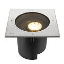SLV LED Boden-Einbauleuchte DASAR� XL ASYM, IP65/IP67 IK10, 27W 3000K 2600lm 70/40�, neigbar, befahrbar, DALI, Edelstahl, eckig