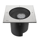 SLV LED Boden-Einbauleuchte DASAR� XL ASYM, IP65/IP67 IK10, 27W 3000K 2600lm 70/40�, neigbar, befahrbar, DALI, Edelstahl, eckig