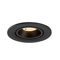 SLV LED Deckeneinbaustrahler NUMINOS� GIMBLE S, rund, 6,7W, IP20, dimmbar, 40�, 2700K, 1000lm, schwarz
