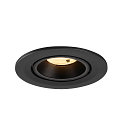 SLV LED Deckeneinbaustrahler NUMINOS� GIMBLE S, rund, 6,7W, IP20, dimmbar, 20�, 3000K, 1050lm, schwarz