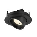SLV ceiling recessed luminaire NUMINOS� GIMBLE S round, suitable for VDU workstation IP20, black, lacquered dimmable