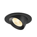 SLV LED Deckeneinbaustrahler NUMINOS� GIMBLE L, rund, 17W, IP20, dimmbar, 40�, 3000K, 2500lm, schwarz