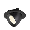 SLV ceiling recessed luminaire NUMINOS� GIMBLE L round, suitable for VDU workstation IP20, black, lacquered dimmable