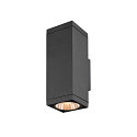 SLV outdoor wall luminaire THEO PRO L UP/DOWN square IP65, anthracite, lacquered dimmable