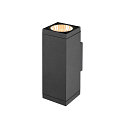 SLV outdoor wall luminaire THEO PRO L UP/DOWN square IP65, anthracite, lacquered dimmable