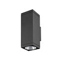 SLV outdoor wall luminaire THEO PRO L UP/DOWN square IP65, anthracite, lacquered dimmable