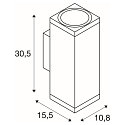 SLV Outdoor LED-Wandleuchte THEO PRO L UP/DOWN DALI 2, IP65 IK08, H�he 30.5cm, DALI 2 dimmbar, 30W 2700K 3600lm 24�, wei�