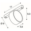 SLV LED NV-Schienenstrahler KALU 2.0 DALI, IP20, zylindrisch, CRi>90, UGR<19, DALI dimmbar, kardanisch, 9W 3000K 1450lm 36�