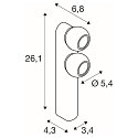 SLV LED Wand-/Deckenleuchte DYSKO DOUBLE, 36�, 13W, 2700K, 1500lm, IP20, dimmbar, wei� / schwarz