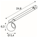SLV Dekorativer LED 1-Phasen Strahler DYSKO, IP20, 6.7W 2700K 750lm 36�, CRi>90, dimmbar, schwarz / Adapter wei�