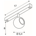 SLV LED Spot DYSKO TRACK 48V Spot, f�r Einbauschiene, 36�, 5,6W, 2700K, 750lm, IP20, dimmbar, wei� / schwarz