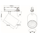SLV LED 3-Phasen Strahler TRACKSPOT P, IP20 IK03, 17/28W (multi), 36�, CRi >90, verstellbar, schaltbar, 3000K 2780/3660lm, schwarz